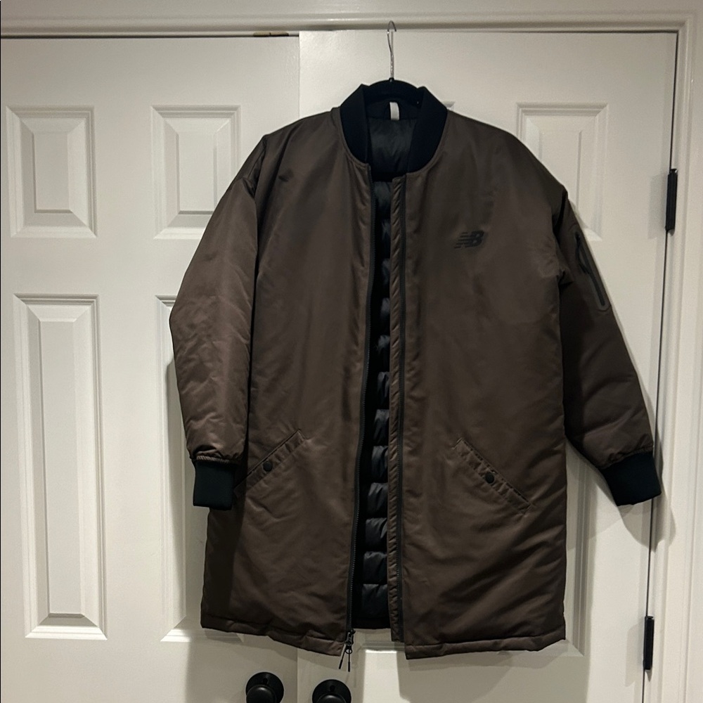 New Balance Womens Olive Puffer Coat